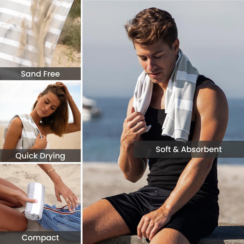 SummerSand Microfiber Beach Towel - Quick Dry, Sand Free - Compact and Lightweight for Travel - Recycled Materials - Travel Bag Included - Large Microfiber Towel (63x31.5in â€“ Marble Sand) - Image 5